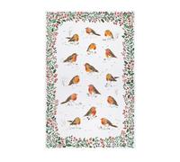 Torchon de Noël 100% Coton Ulster Weavers - Multicolore - Bordure Rouge-Gorges et Baies