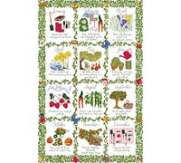 Torchon en coton Calendrier du jardinier, 73,9 x 48 cm