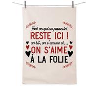 Torchon En Coton Décoré - Ici On S'aime