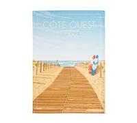 Torchon imprimé en coton multicolore 50x75 - Coucke - Côte Ouest