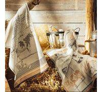 Coucke Serviette French Cotton Jacquard Races Bovines, 50,8 cm par 76,2 cm, crème, 100% Coton