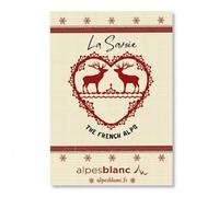 Torchon esprit montagne winter rouge 100% coton naturel - 50x70 cm - motif savoie - lavable en machine