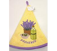 Torchon Essuie Mains Serviette Ronde Broderie Pot De Lavande Huilier et Pot D'Olive (Provence Jaune)