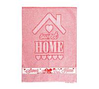 Torchon Home Sweet Home 50 x 70 cm en éponge de coton 100 % fabriqué en Italie (Rouge)