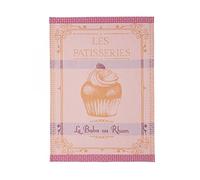 Torchon imprimé en Jacquard Coton, Baba au Rhum,Rose,50 x 75 cm