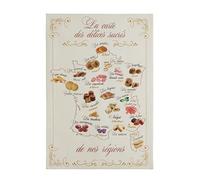 Torchon imprimé en Lin, Carte Gourmande, 50x75cm, Coucke