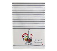 Torchon recy rench Cocorico ecru/bleu 50 x 70 cm Winkler