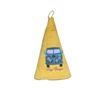 Torchon Rond brodé - Van aux Couleurs du Pays Basque - 100% Coton - Souvenir Basque - Déco Cuisine Originale et Artisanale (Jaune)