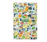 Torchon souvenir irlandais 100 % coton avec icône de l'Irlande