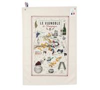 Torchon Vignoble de Champagne, 100% Coton, 50 x 70 cm, Fabriqué en France