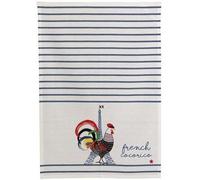 Torchon - WINKLER - 50x70cm - Recyclé - French Cocorico - écru/bleu