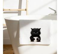 Torchons de cuisine à motif de chat amusant de style rustique - Torchon décoratif en microfibre absorbante - Torchon gaufré pour cuisine, maison, cadeau pour les amoureux des chats
