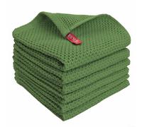 Torchons de cuisine à tissage gaufré pour vaisselle en coton ultra absorbants, chiffons de nettoyage pelucheux pour vaisselle, verres, comptoirs, réutilisables pour la maison, le bar, café (vert)