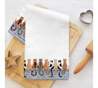 Torchons de cuisine avec plusieurs chats sur le mur, vaisselle absorbante en microfibre, torchon décoratif, serviettes gaufrées pour cuisine, maison, salle de bain, amoureux des chats, cadeaux