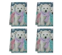 Torchons de cuisine Ours polaire, Écharpe hivernale fantaisie à flocons de neige, Chiffons en microfibre blanc hivernal pour le nettoyage de la maison, Nouveaux essentiels pour la maison 16x26 pouces