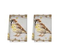 Torchons de cuisine Sparrow, motif étoiles rustiques d'hiver, torchons en microfibre marron d'hiver à séchage rapide pour essuyer la vaisselle, nouveaux essentiels pour la maison, 40 x 66 cm (lot de