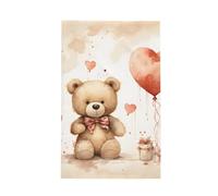 Torchons de cuisine super absorbants, 66 x 40,6 cm, pour la Saint-Valentin, joli ours et ballon, tissage gaufré pour nettoyer et sécher
