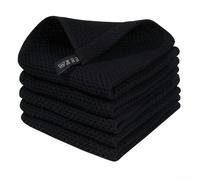 Torchons en coton doux avec texture à armure gaufrée conçus pour un contrôle absorbant les déversements et un séchage rapide, lavables en machine pour une utilisation répétée (noir)