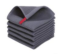 Torchons en coton doux avec texture à armure gaufrée conçus pour un contrôle absorbant les déversements et un séchage rapide, lavables en machine pour une utilisation répétée (gris foncé)