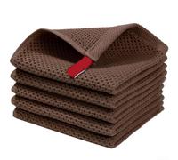 Torchons en coton doux avec texture à armure gaufrée - conçus pour un contrôle absorbant les déversements et un séchage rapide, lavables en machine pour une utilisation répétée (curry foncé)