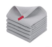 Torchons en coton doux avec texture à armure gaufrée - conçus pour un contrôle absorbant les déversements et un séchage rapide, lavables en machine pour une utilisation répétée (gris peu profond)