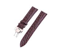 Torehueju 12-24mm Bracelet de montre vintage simple en cuir de veau avec boucle papillon automatique à dégagement rapide, 24mm