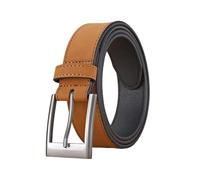 Torehueju Ceinture décontractée Vintage en cuir de vache Nubuck pour hommes, avec boucle ardillon carrée en alliage, 105-125cm