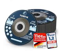 Torfix Lot de 10 disques abrasifs à lamelles 125 mm grain 40 T29 pour meuleuse d'angle avec 1 pièce (11 disques abrasifs au total)