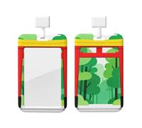 Torii Gate Porte-badge pour trois badges d'identité avec cordon - Protecteur de carte vertical en ABS transparent - Enrouleur rétractable pour le travail et le bureau