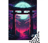 Torii Gate Puzzle 1000 Pièces Puzzle pour Adultes Nuit de Lune Jeu de Puzzle 1000 Pièces Décoration Maison Cadeau Détente 52x38cm/1000pcs