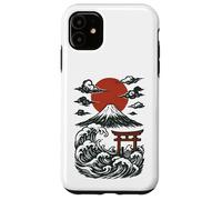 Torii Japan Wave Volcan Sun Mount Fuji Rising Red Coque pour iPhone 11