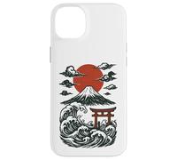 Torii Japan Wave Volcan Sun Mount Fuji Rising Red Coque pour iPhone 14 Plus