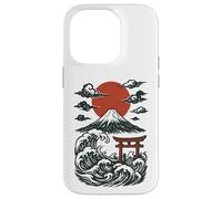 Torii Japan Wave Volcan Sun Mount Fuji Rising Red Coque pour iPhone 14 Pro