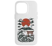 Torii Japan Wave Volcan Sun Mount Fuji Rising Red Coque pour iPhone 14 Pro Max