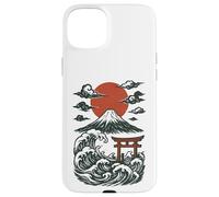 Torii Japan Wave Volcan Sun Mount Fuji Rising Red Coque pour iPhone 15 Plus