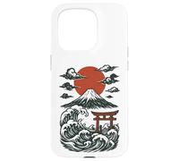Torii Japan Wave Volcan Sun Mount Fuji Rising Red Coque pour iPhone 15 Pro