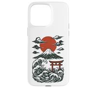 Torii Japan Wave Volcan Sun Mount Fuji Rising Red Coque pour iPhone 15 Pro Max