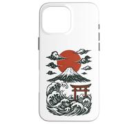 Torii Japan Wave Volcan Sun Mount Fuji Rising Red Coque pour iPhone 16 Pro Max