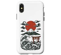 Torii Japan Wave Volcan Sun Mount Fuji Rising Red Coque pour iPhone X/XS