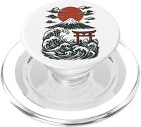 Torii Japan Wave Volcan Sun Mount Fuji Rising Red PopSockets PopGrip pour MagSafe