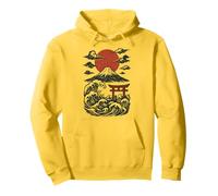 Torii Japan Wave Volcan Sun Mount Fuji Rising Red Sweat à Capuche