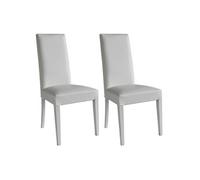 TORINO - Lot de 2 Chaises Simili Blanc et Pieds Laqués -
