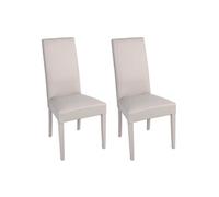 TORINO - Lot de 2 Chaises Simili Gris Clair et Pieds Laqués -