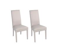TORINO - Lot de 2 Chaises Simili Gris Clair et Pieds Laqués -