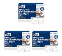 Tork 100297 Xpress Essuie-mains interfoliés extra doux pliés en M/Compatible avec le système Tork H2 Multifold / 2 plis / 21 x 100 feuilles (34 x 21 cm) - Blanc SCA12427 (Lot de 3)