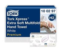 Tork 100297 Xpress Essuie-mains interfoliés extra doux pliés en M / Compatible avec le système Tork H2 Multifold / 2 plis / 21 x 100 feuilles (34 x 21 cm) - Blanc SCA12427