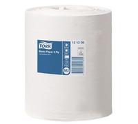 TORK 11000 Papier Essuyage Basic M2 Ouate Recyclée 2 Plis Dévidage Central Bobine 160m 4Lot de 50 300x210mm Prédecoupées Lot de 6 Blanc