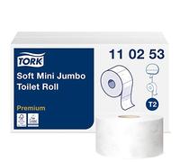 Tork Papier toilette double épaisseur Mini Jumbo doux T2 Premium blanc - 110253 - Lot de 12 rouleaux de 170 m