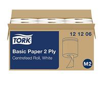 Tork 121206 Papier d'essuyage Basic avec maxi bobine à Dévidage Central M2 / Compatible avec le maxi distributeur M2 / 2 plis / 6 x 457 feuilles (20 x 35 cm)