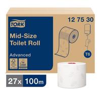 Tork 127530 Papier toilette rouleau / taille moyenne / Advanced / Compatible avec le système T6 / 2 plis / lot de 27 (27 x 100 mètres)